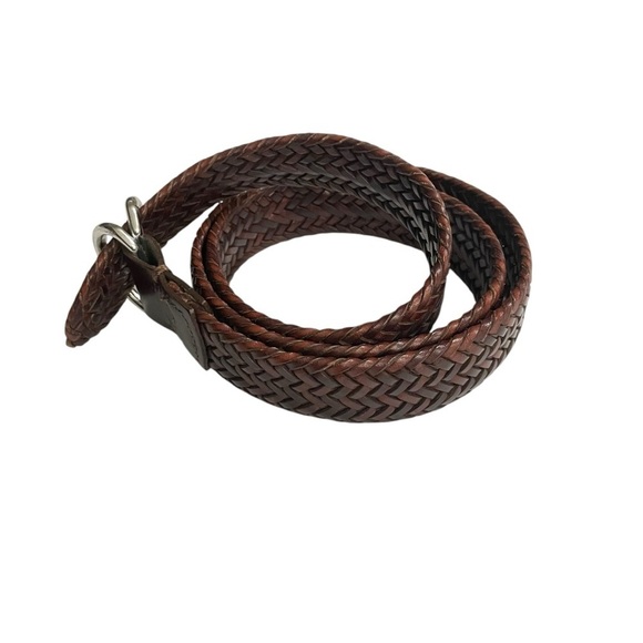 Vintage Brown Leather Braided Belt - Boho Style, Adjustable, Unisex - Picture 2 of 12
